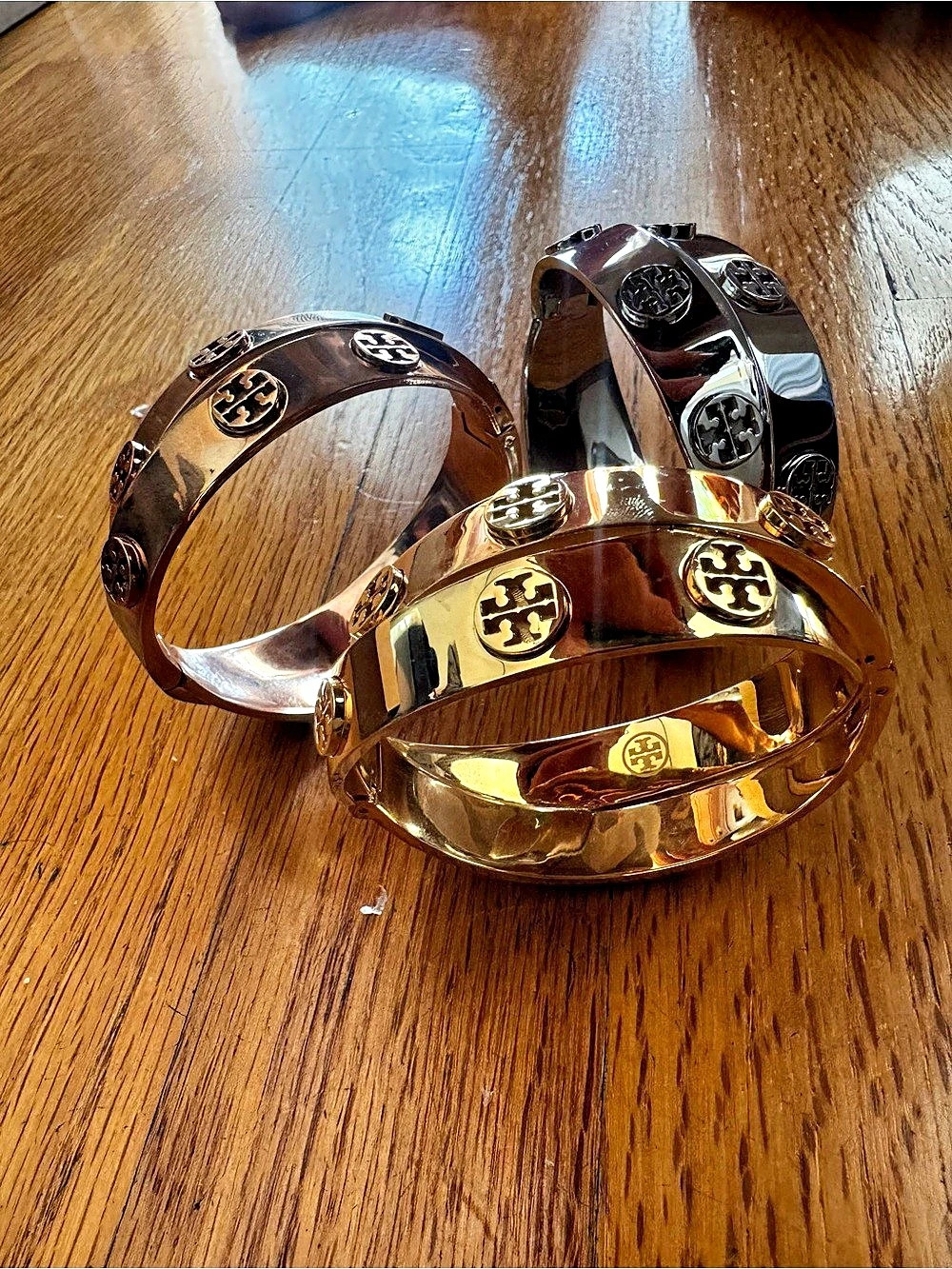 Tory Burch Miller Stud Hinge Bracelet Set Gold, Silver & Rose Gold